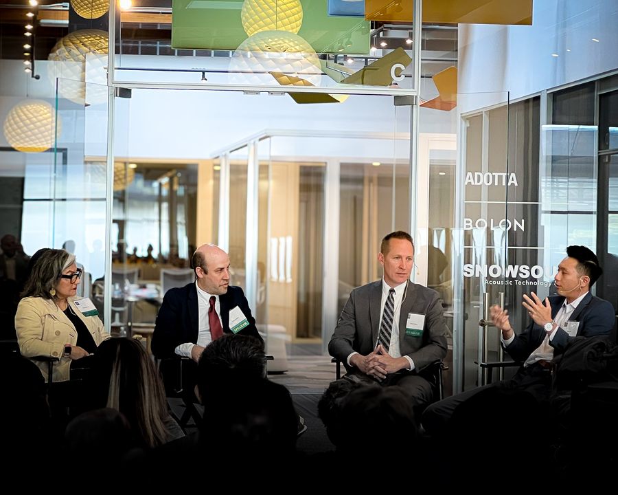 Ben Lee speaking on the Westside Urban Forum panel about LA Executive Directive 1 at Helms Design Center